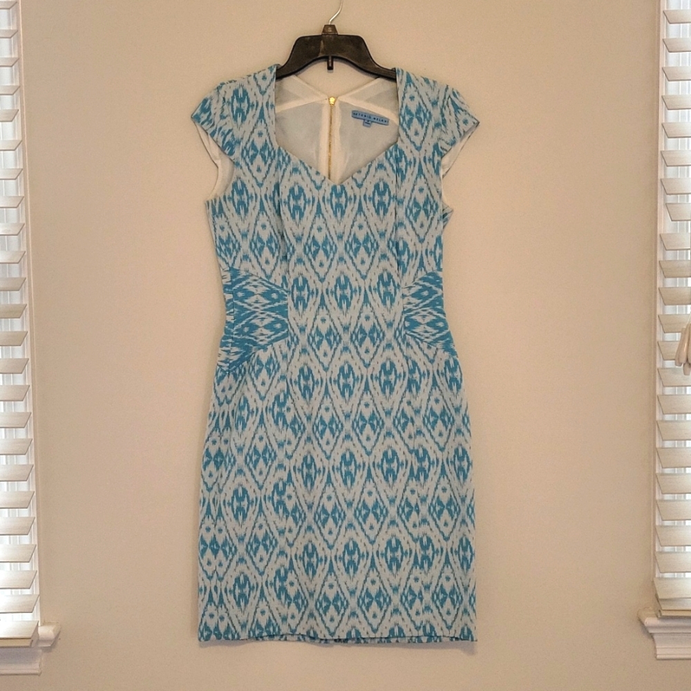 ANTONIO MELANI Fitted Cap Sleeved Midi Dress Size 4